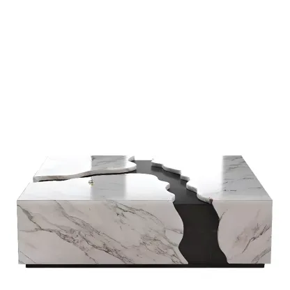 Elegant Square Faux Marble Accent Table for Foyer Image - 9