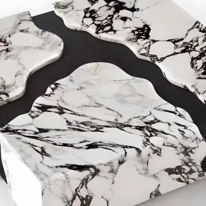 Elegant Square Faux Marble Accent Table for Foyer Image - 10