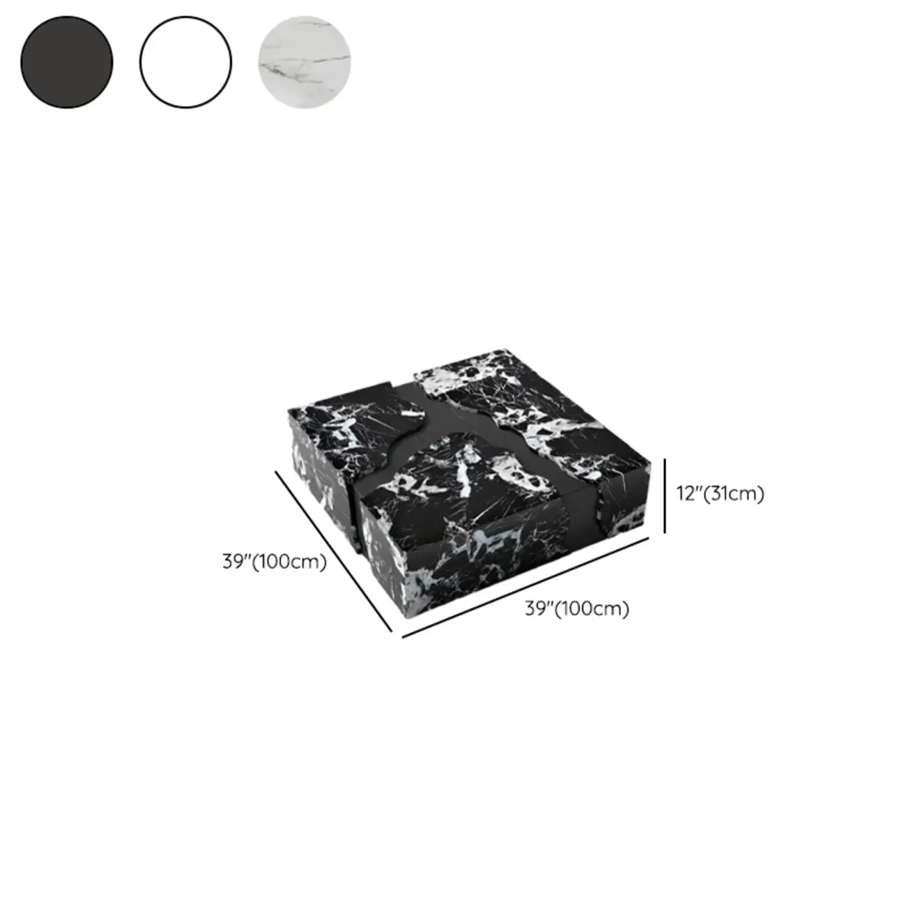 Elegant Square Faux Marble Accent Table for Foyer #size