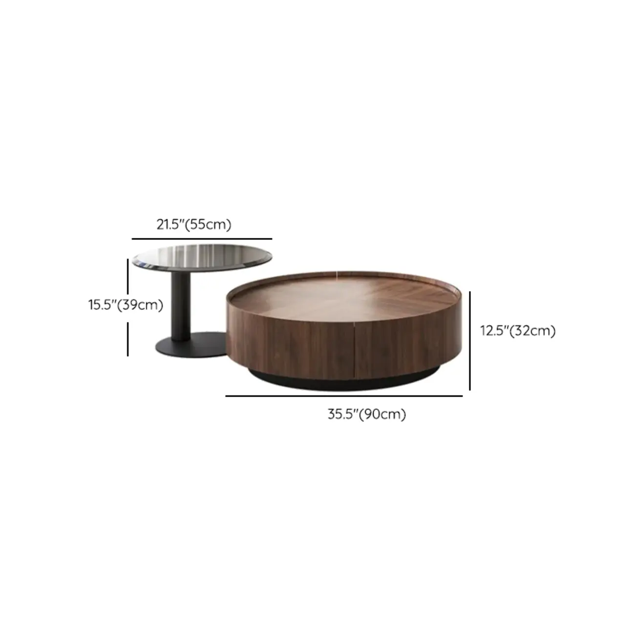 Modern Wooden Brown Round Nesting Coffee Table Image - 9 | homeyfad