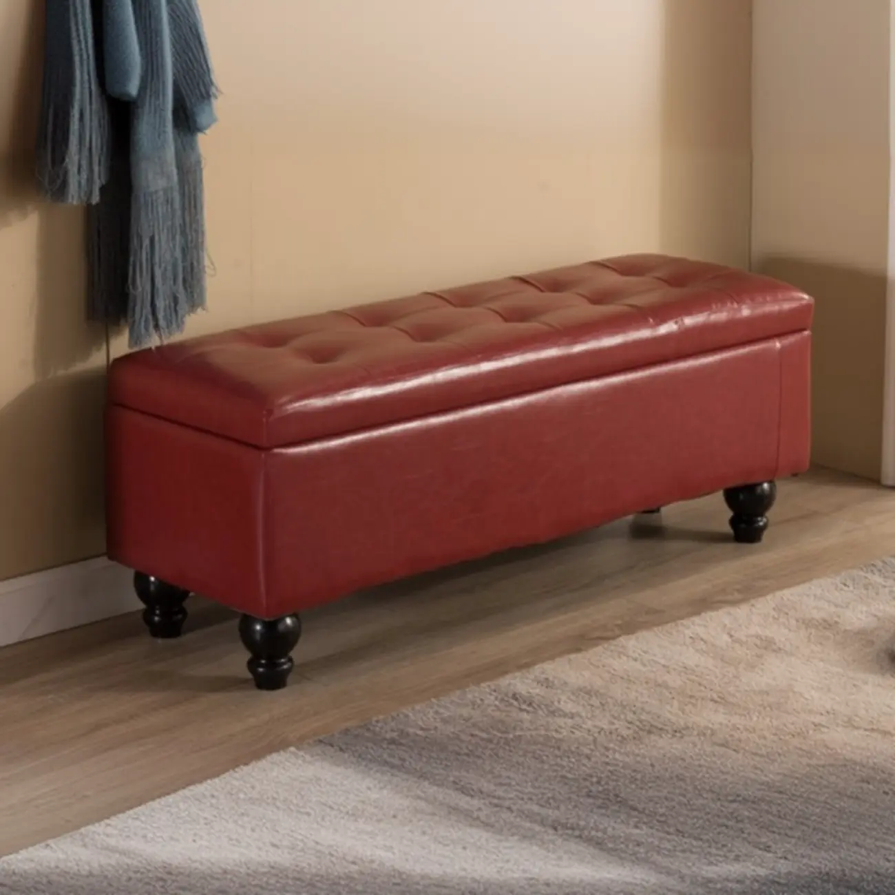 Modern Faux Leather Flip Top Storage Entryway Bench | homeyfad
