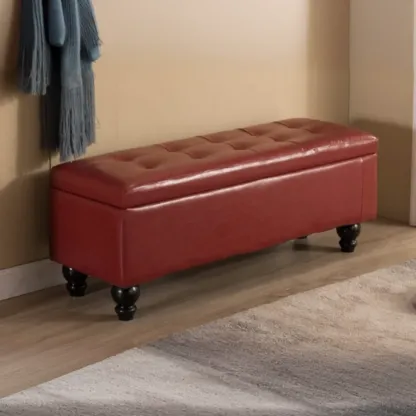Modern Faux Leather Flip Top Storage Entryway Bench