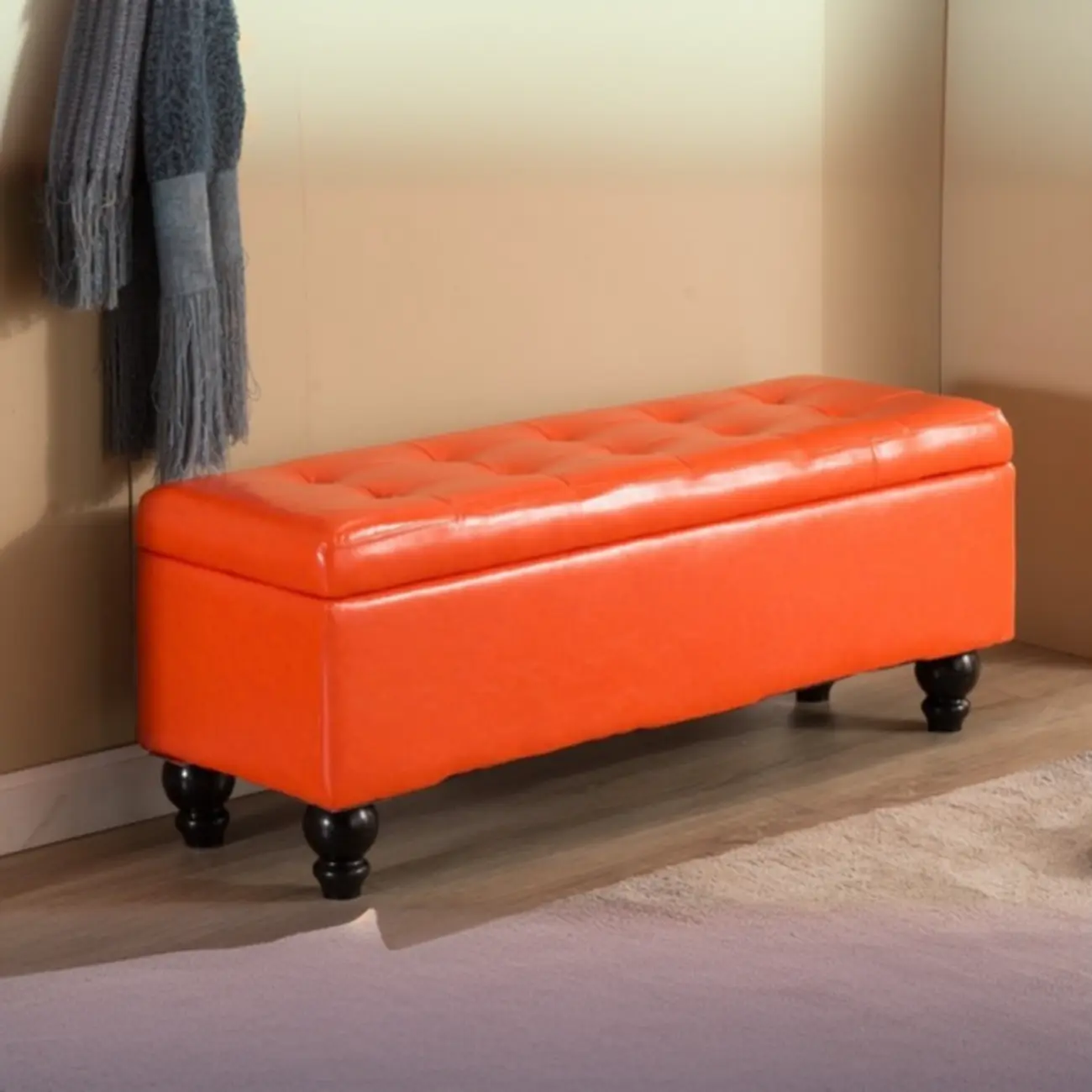 Modern Faux Leather Flip Top Storage Entryway Bench | homeyfad