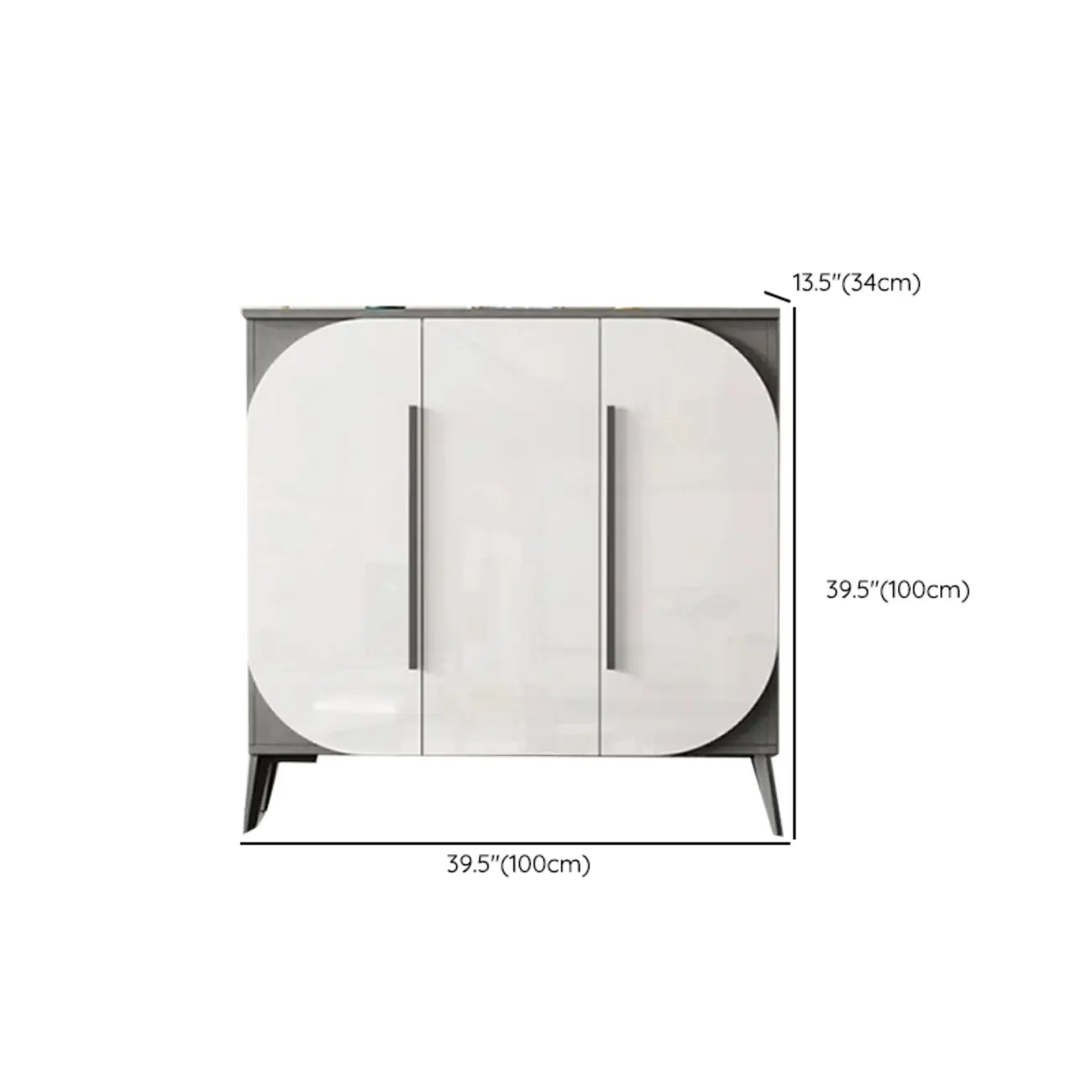 Trendy Gray-White Wooden Shoe Cabinet with Display Top #size