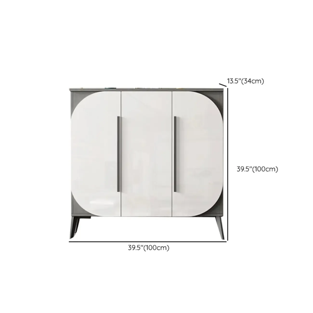 Trendy Gray-White Wooden Shoe Cabinet with Display Top #size