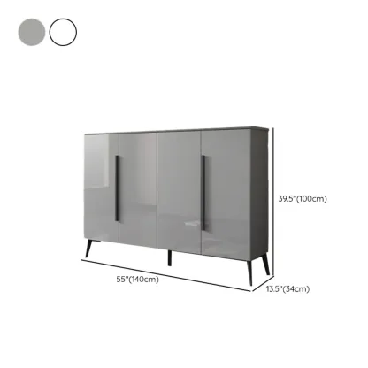 Trendy Gray-White Wooden Shoe Cabinet with Display Top Image - 22