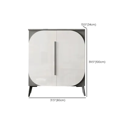 Trendy Gray-White Wooden Shoe Cabinet with Display Top Image - 23