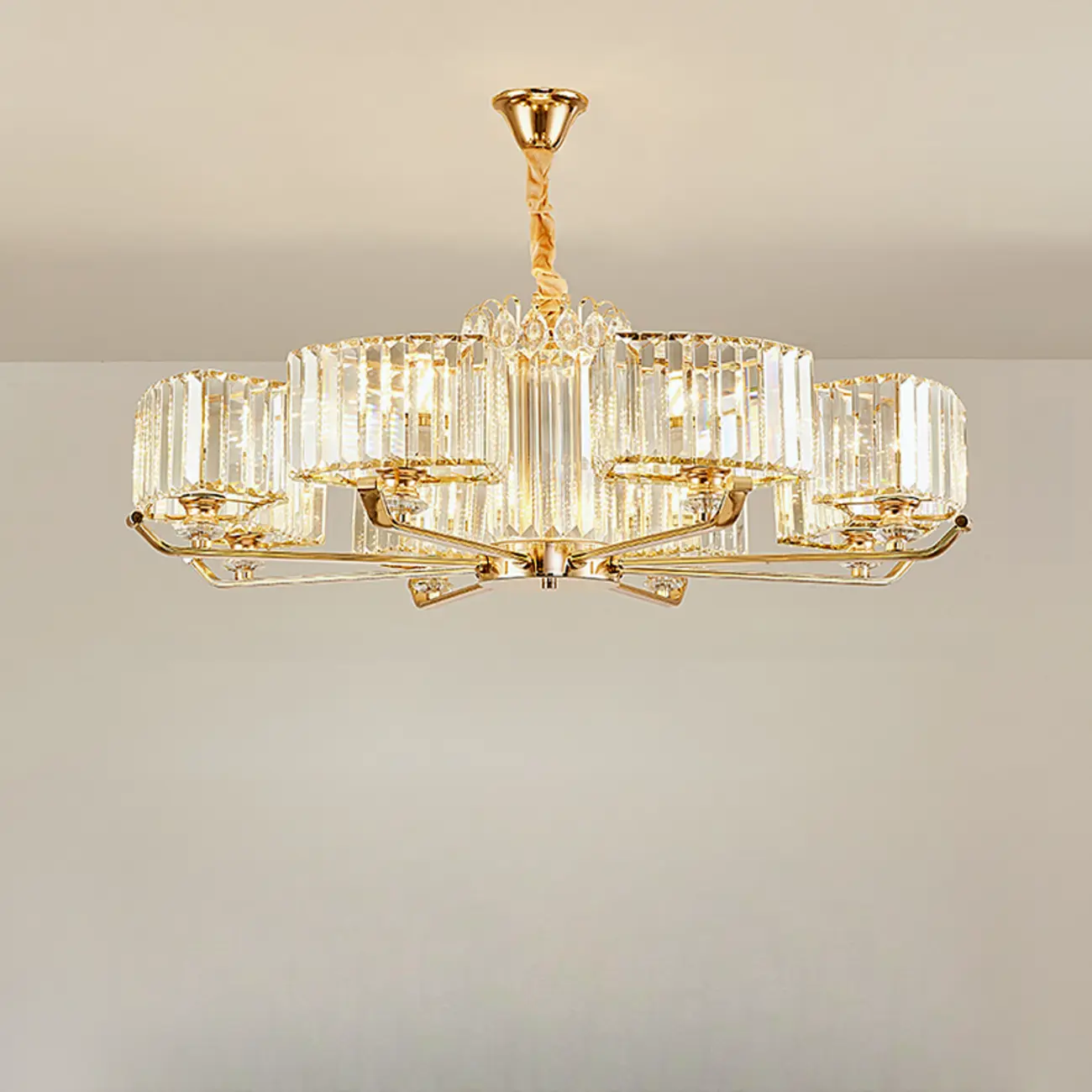 Gold Linear Crystal Modern Glass Chandelier Light Image - 10 | homeyfad