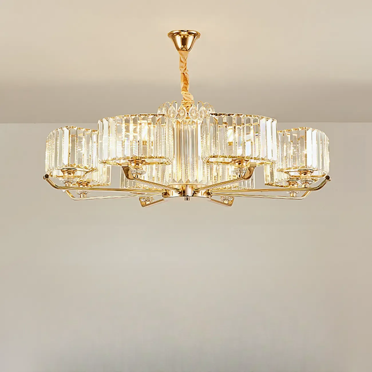 Gold Linear Crystal Modern Glass Chandelier Light Image - 10