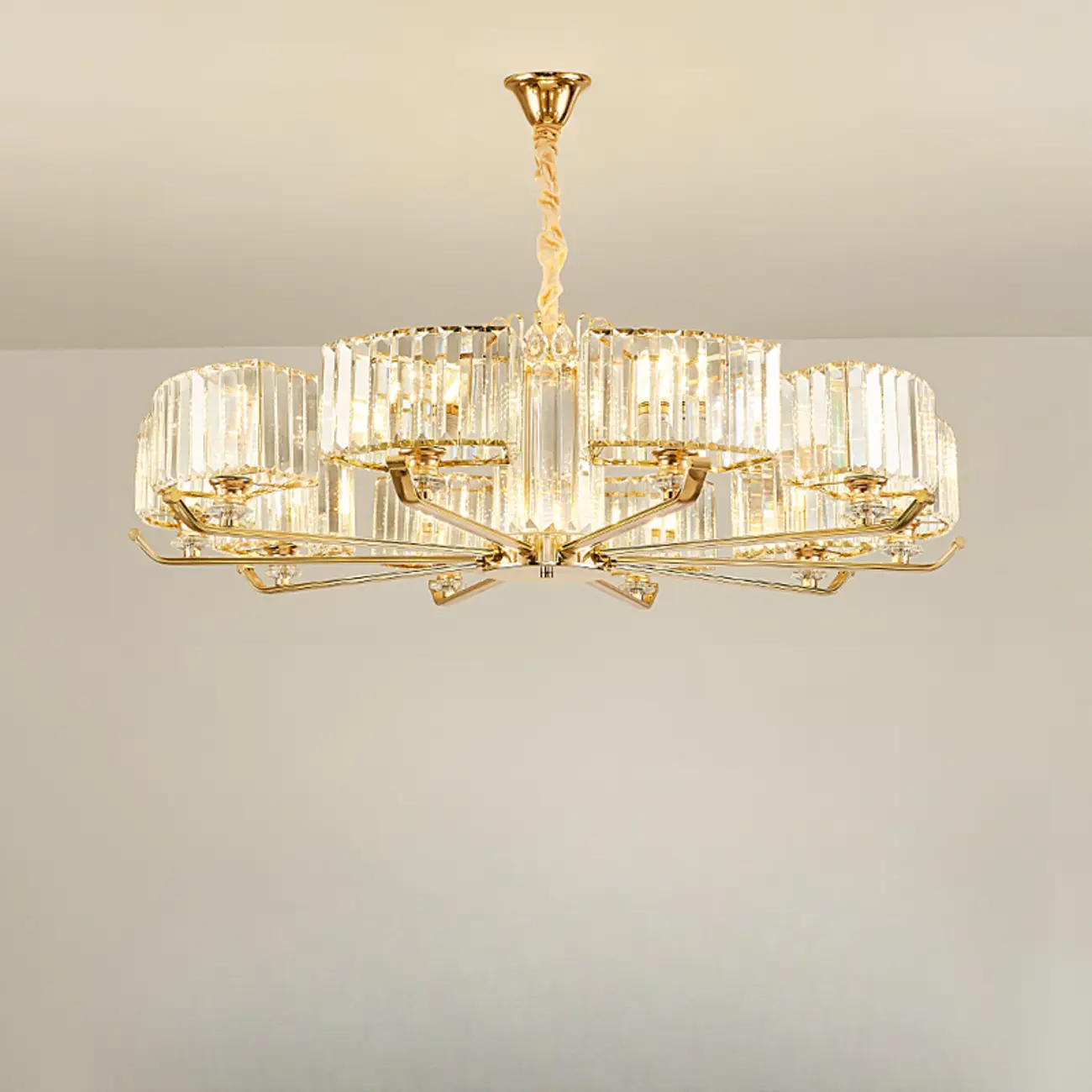 Gold Linear Crystal Modern Glass Chandelier Light Image - 11 | homeyfad