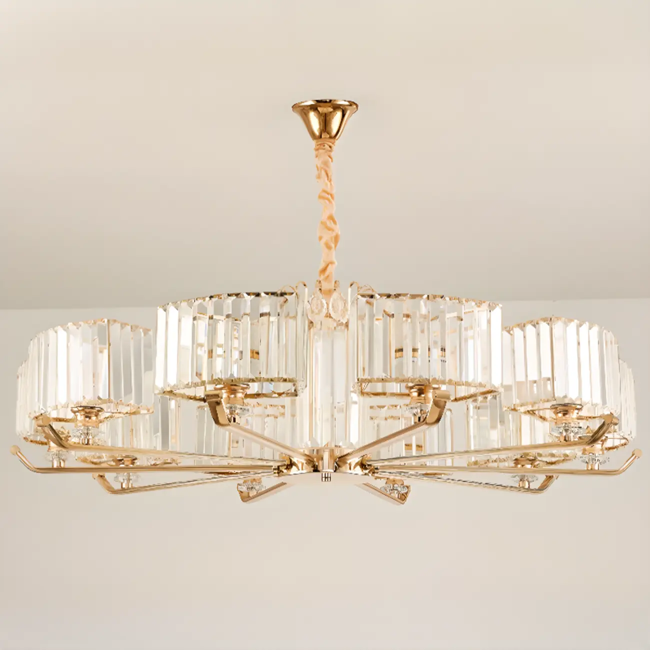 Gold Linear Crystal Modern Glass Chandelier Light Image - 14 | homeyfad