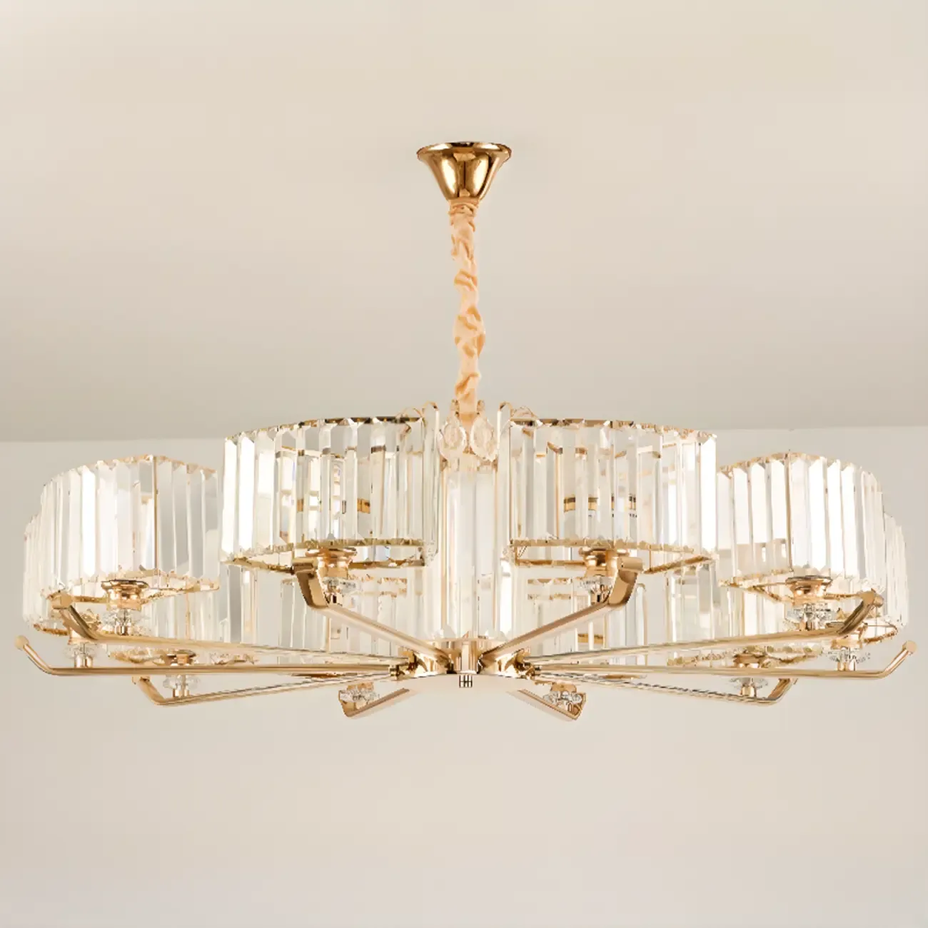 Gold Linear Crystal Modern Glass Chandelier Light Image - 14