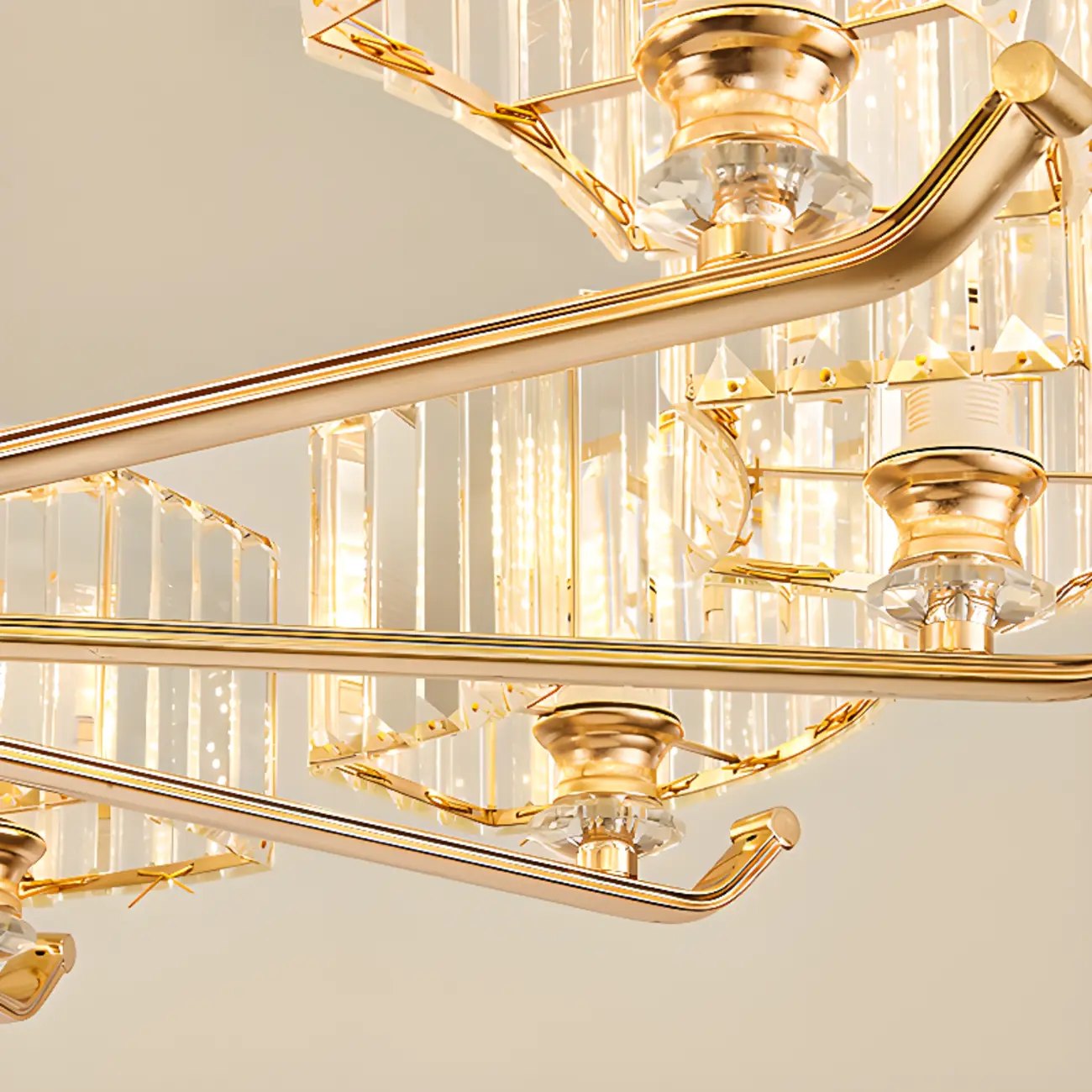 Gold Linear Crystal Modern Glass Chandelier Light Image - 7 | homeyfad