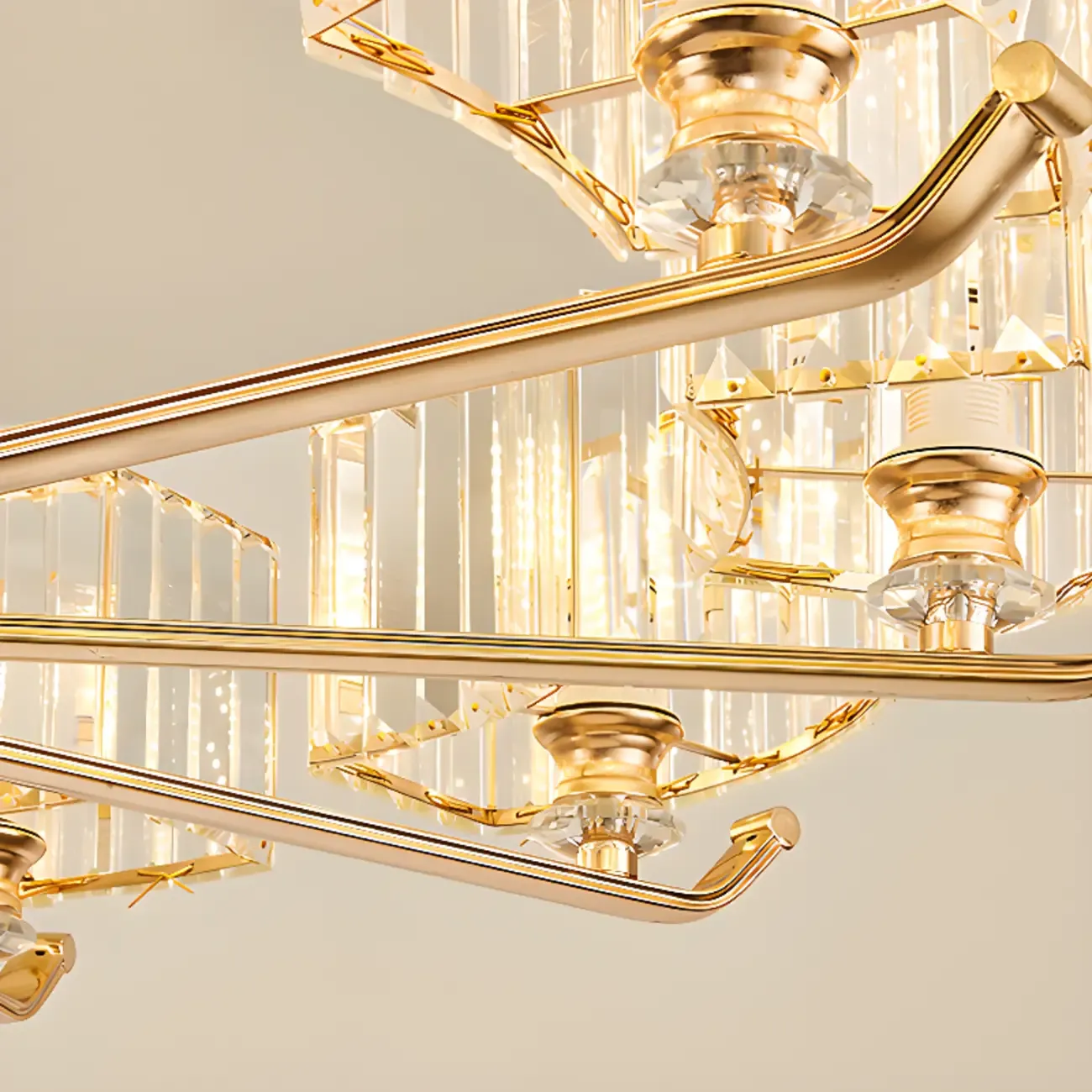 Gold Linear Crystal Modern Glass Chandelier Light Image - 7