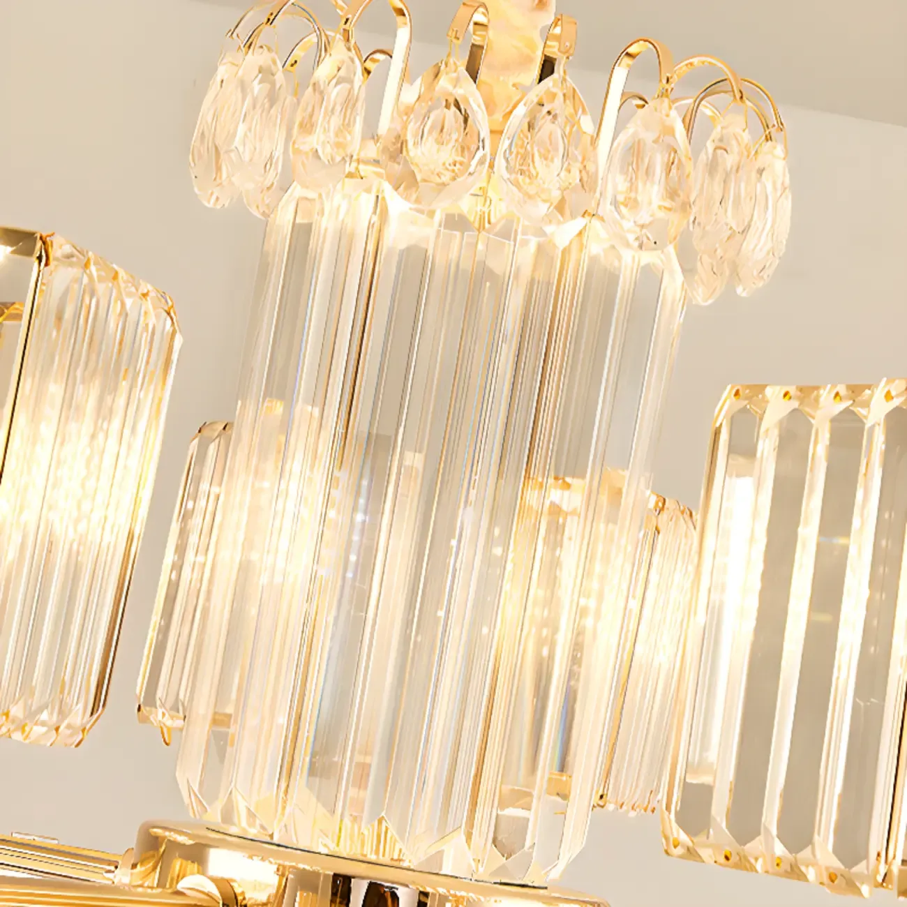 Gold Linear Crystal Modern Glass Chandelier Light Image - 8