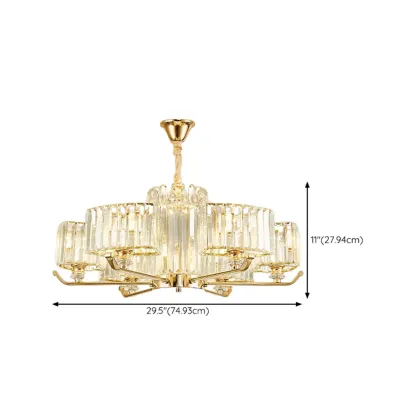 Gold Linear Crystal Modern Glass Chandelier Light #size