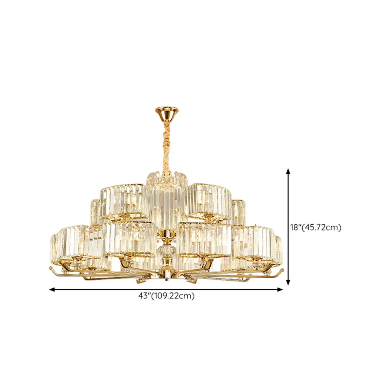 Gold Linear Crystal Modern Glass Chandelier Light Image - 19