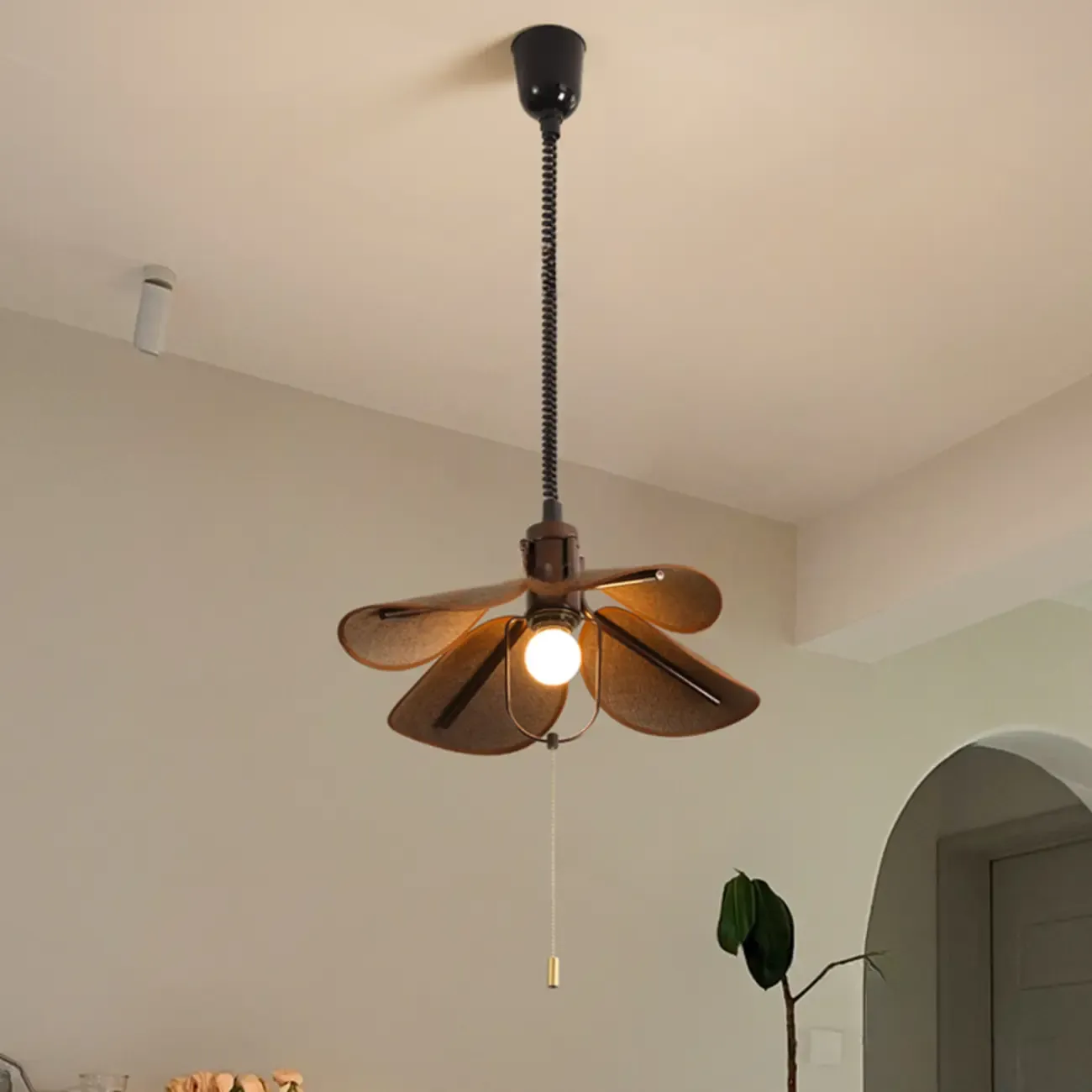 Rustic Unique Petal Shape Pendant Light Adjustable for Kitchen Image - 1