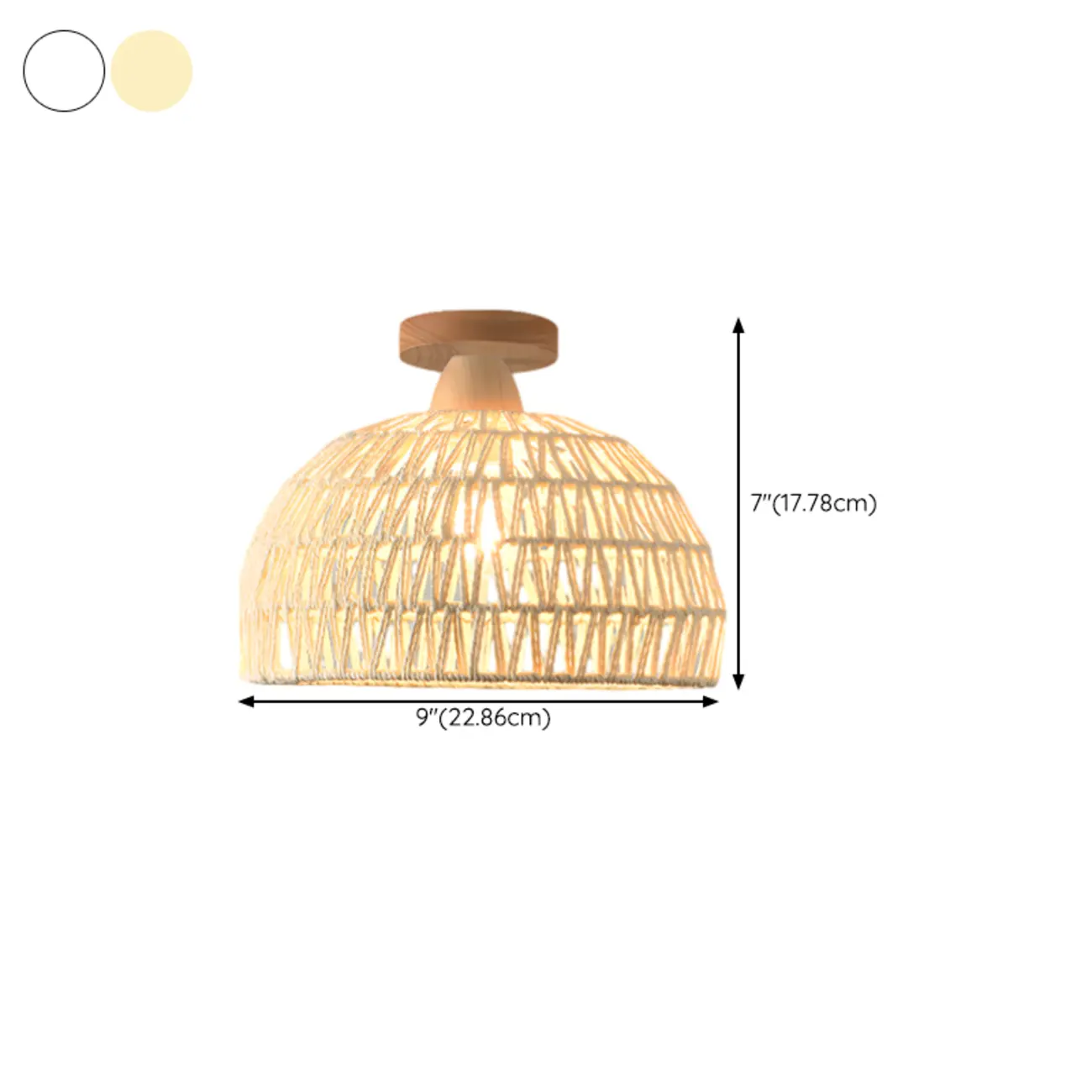 1-Light Oriental Beige Barn Shape Semi Flush Ceiling Light #size