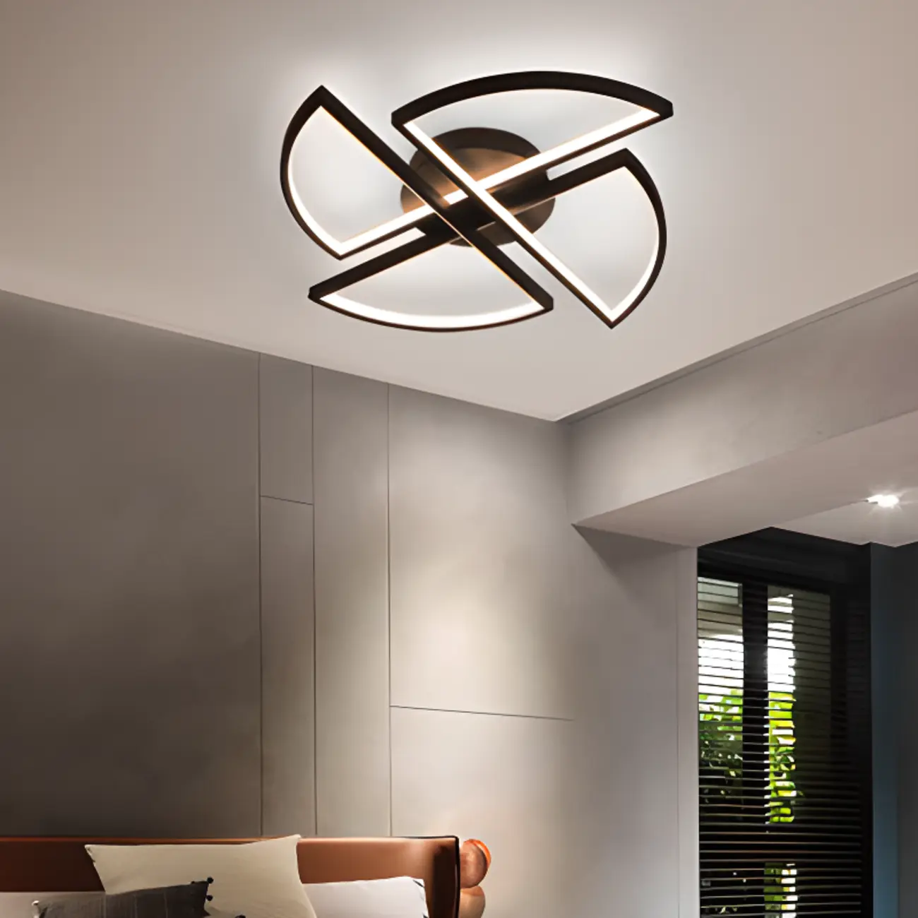 Modern Black-White Windmill Metal Flush Mount LED Ceiling Light | homeyfad
