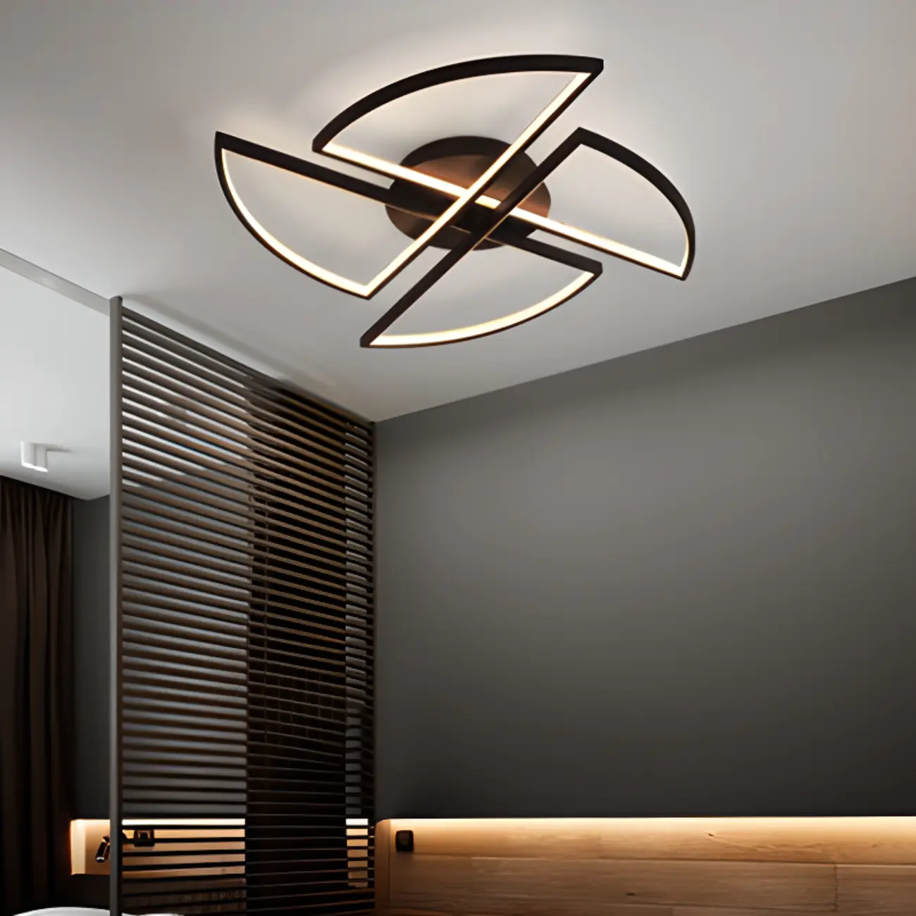 Modern Black-White Windmill Metal Flush Mount LED Ceiling Light | homeyfad