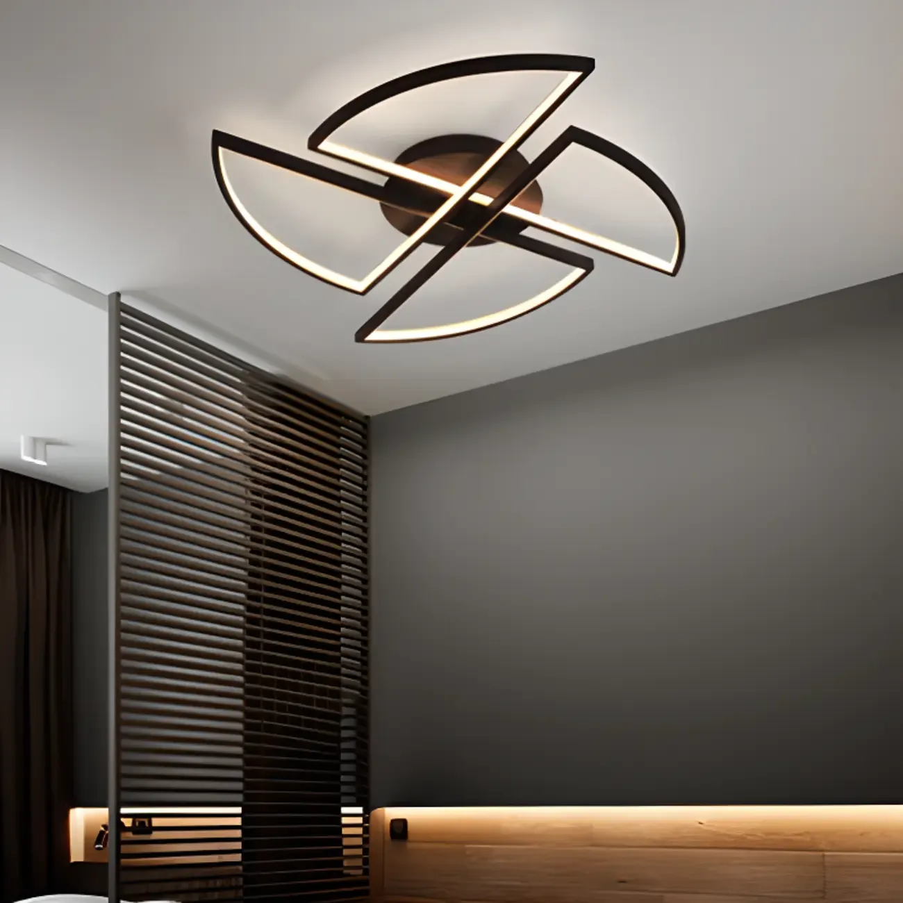 Modern Black-White Windmill Metal Flush Mount LED Ceiling Light - HomeyFad