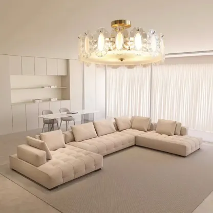 Modern Glass Semi Flush Ceiling Light for Living Room Image - 3