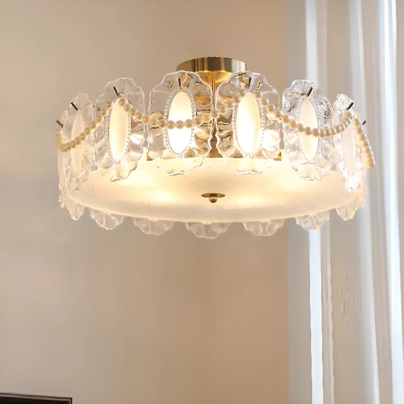 Modern Glass Semi Flush Ceiling Light for Living Room Image - 4 | homeyfad
