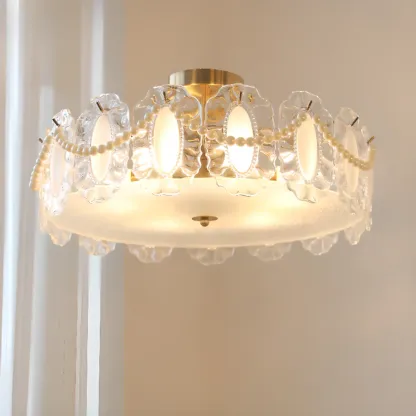 Modern Glass Semi Flush Ceiling Light for Living Room Image - 6