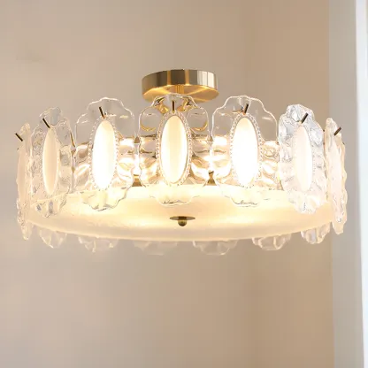 Modern Glass Semi Flush Ceiling Light for Living Room Image - 1