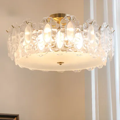 Modern Glass Semi Flush Ceiling Light for Living Room Image - 7