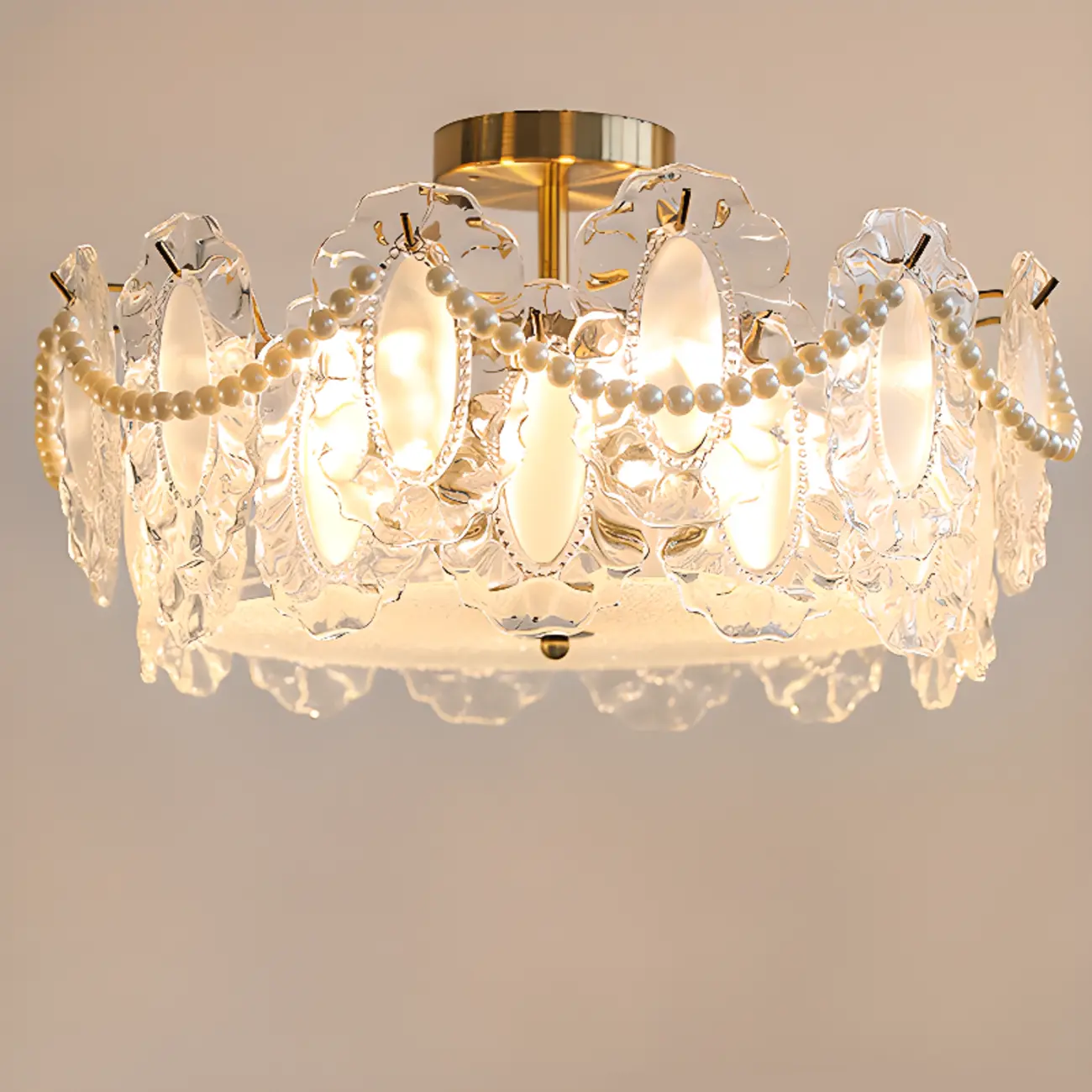 Modern Glass Semi Flush Ceiling Light for Living Room Image - 8 | homeyfad