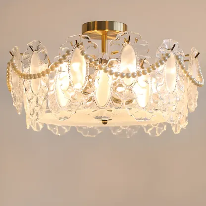 Modern Glass Semi Flush Ceiling Light for Living Room Image - 8