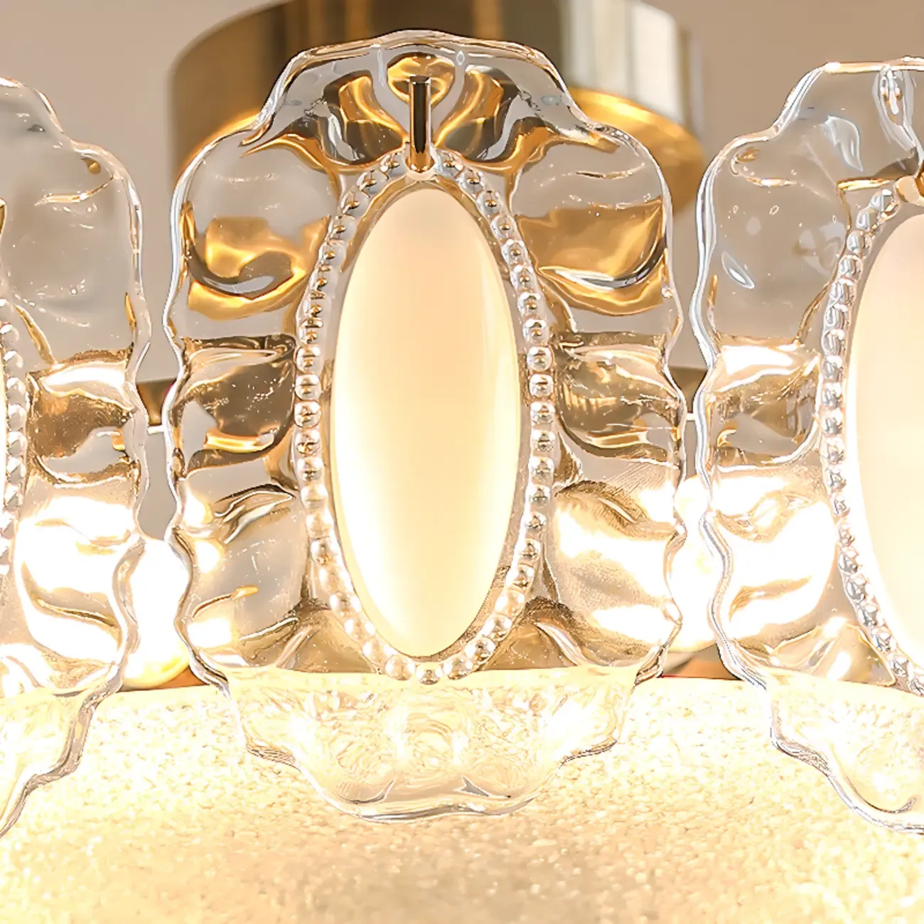 Modern Glass Semi Flush Ceiling Light for Living Room Image - 10