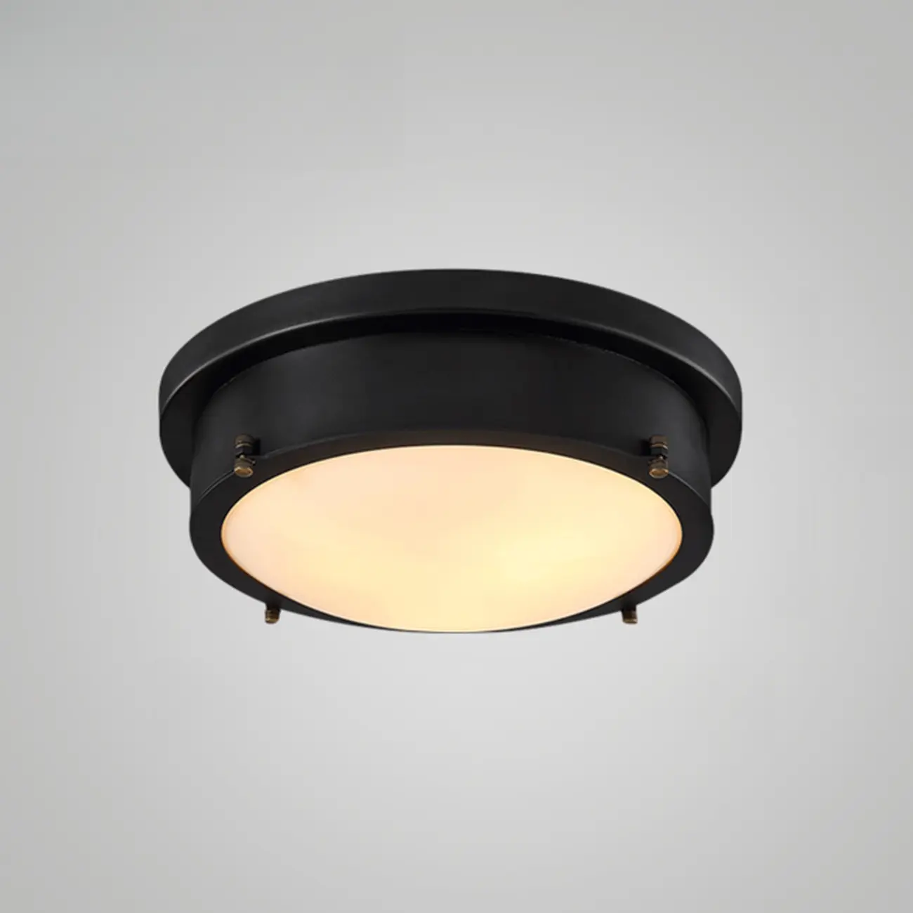 Industrial Black Round Warm LED Flush Mount Ceiling Light | homeyfad
