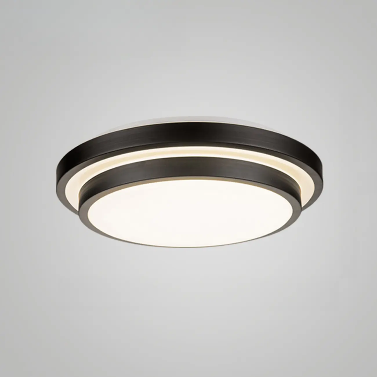 Industrial Black Round Warm LED Flush Mount Ceiling Light | homeyfad