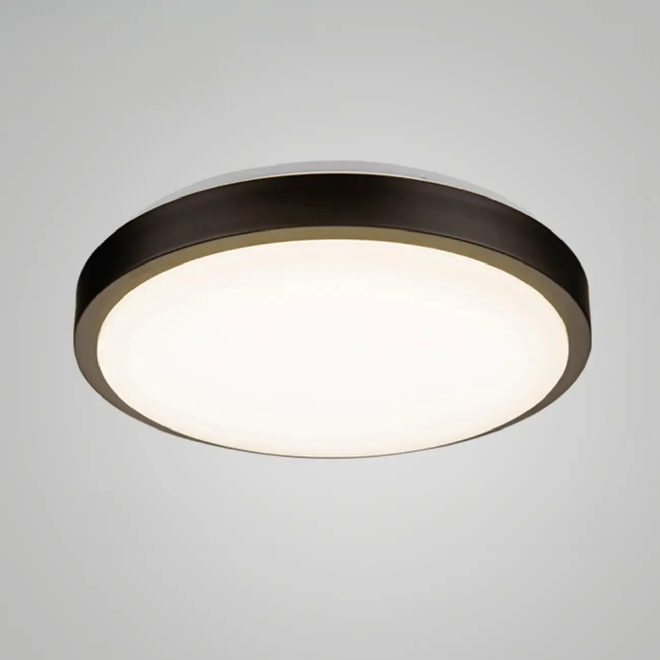 Industrial Black Round Warm LED Flush Mount Ceiling Light