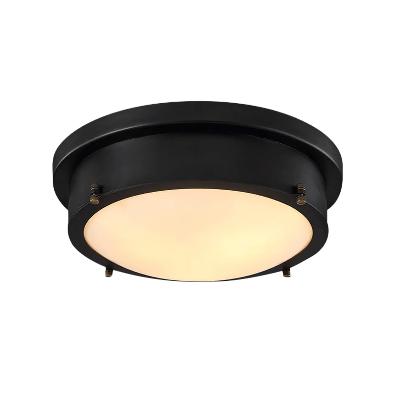 Industrial Black Round Warm LED Flush Mount Ceiling Light | homeyfad
