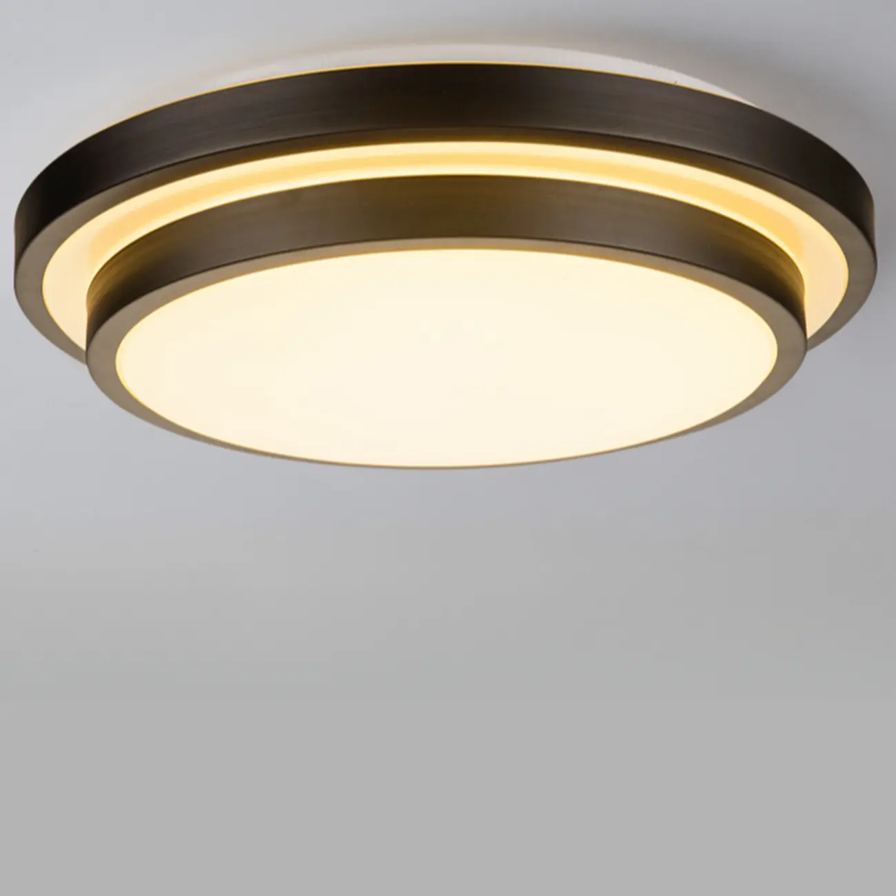Industrial Black Round Warm LED Flush Mount Ceiling Light | homeyfad