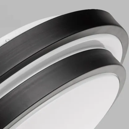 Industrial Black Round Warm LED Flush Mount Ceiling Light