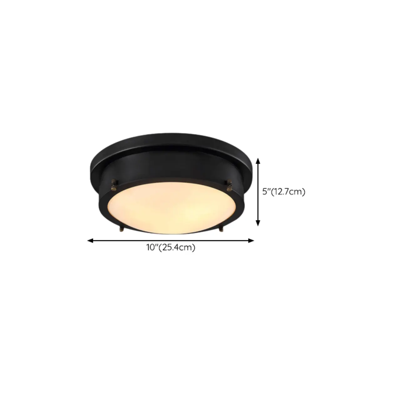 Industrial Black Round LED Flush Mount Ceiling Light #size