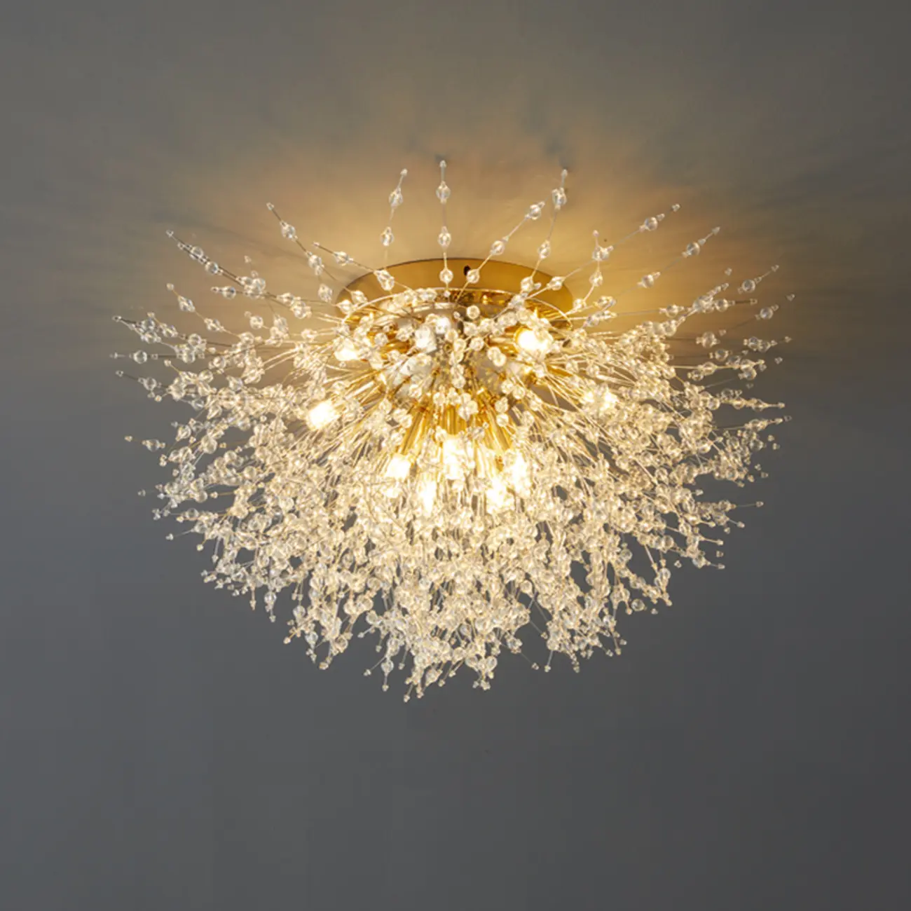 Modern Crystal Semi-Flush Ceiling Light for Living Room Image - 1 | homeyfad