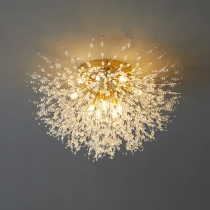 Modern Crystal Semi-Flush Ceiling Light for Living Room Image - 1