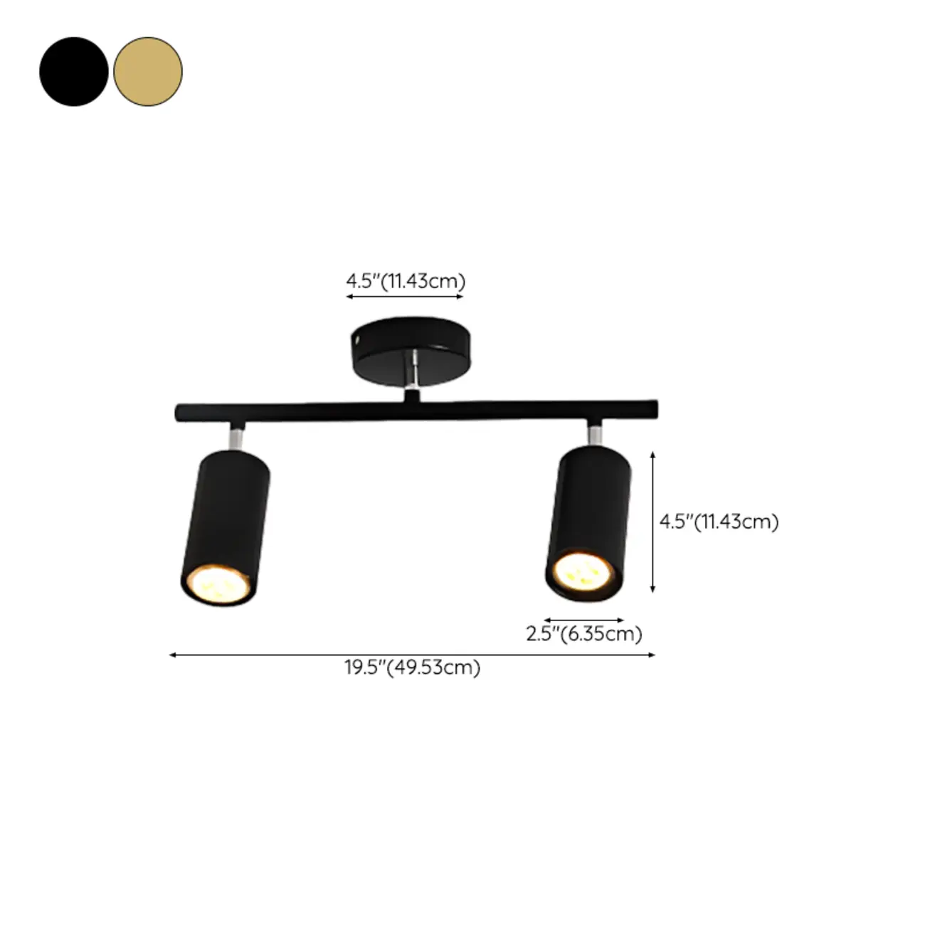 4-Light Modern Gold Fixed Track Lighting with Adjustable Head #size