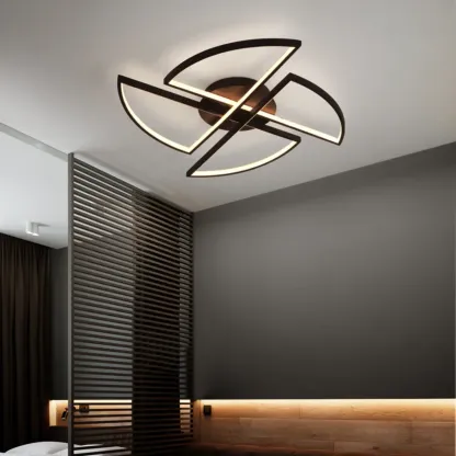 Black Linear Flush Mount LED Ceiling Light for Living Room Image - 4
