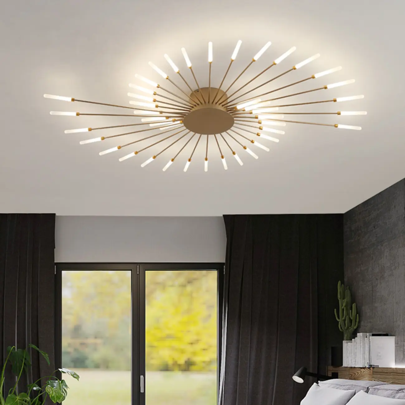 Contemporary Gold Sputnik Metal Semi Flush Ceiling Light Image - 1 | homeyfad