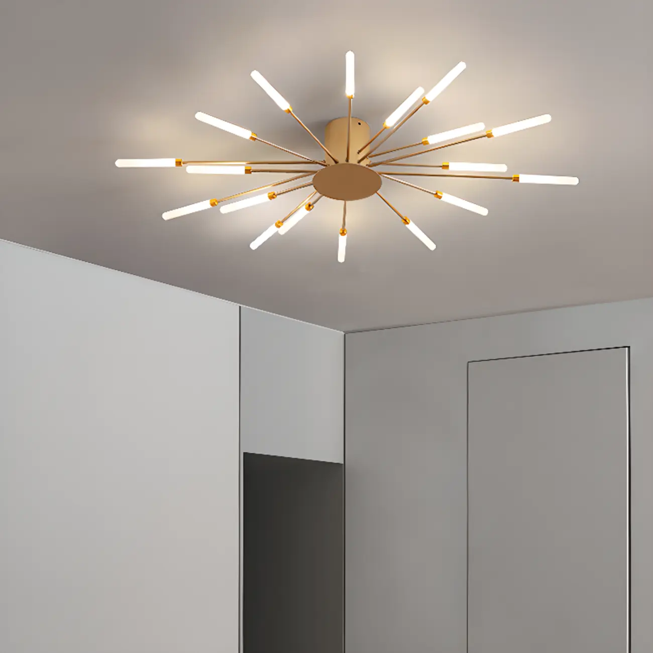 Contemporary Gold Sputnik Metal Semi Flush Ceiling Light Image - 2 | homeyfad