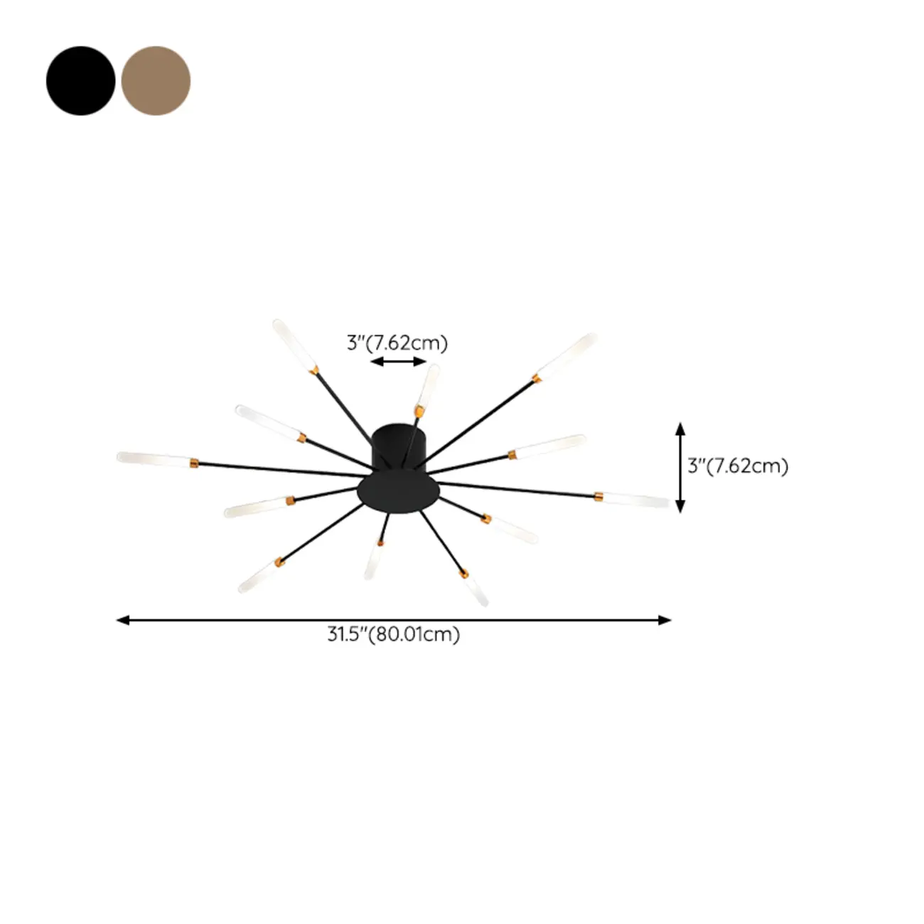 Contemporary Gold Sputnik Metal Semi Flush Ceiling Light Image - 23 | homeyfad