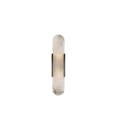 Modern Geometric Stone Wall Sconce with Bi-Pin Bulb Image - 10