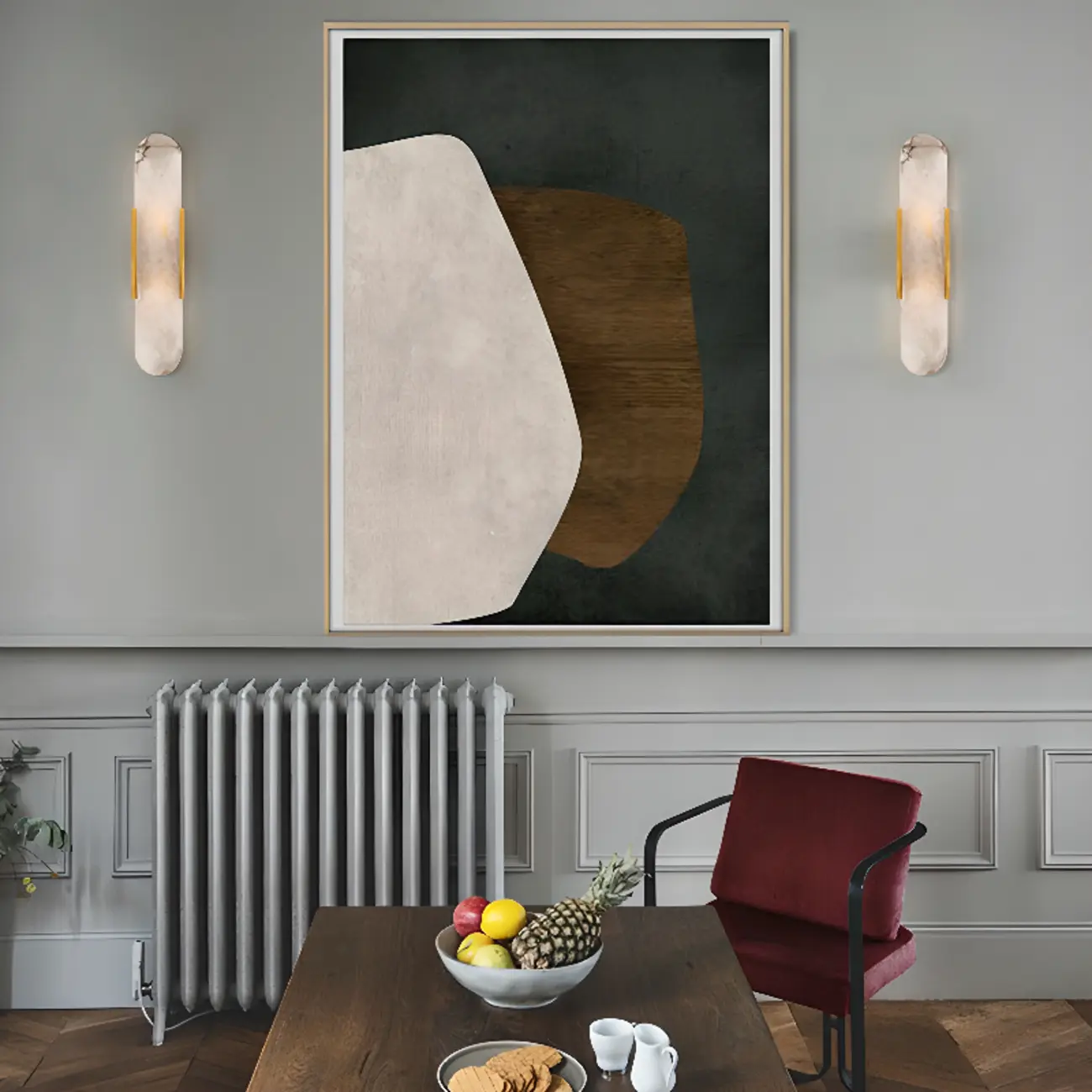 Modern Geometric Stone Wall Sconce with Bi-Pin Bulb Image - 6 | homeyfad